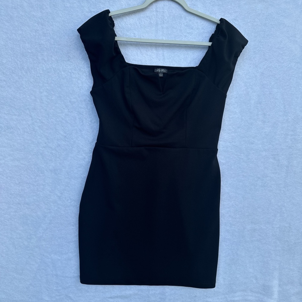 LILY ROSE Classic Black Mini Dress size L - Picture 3 of 9